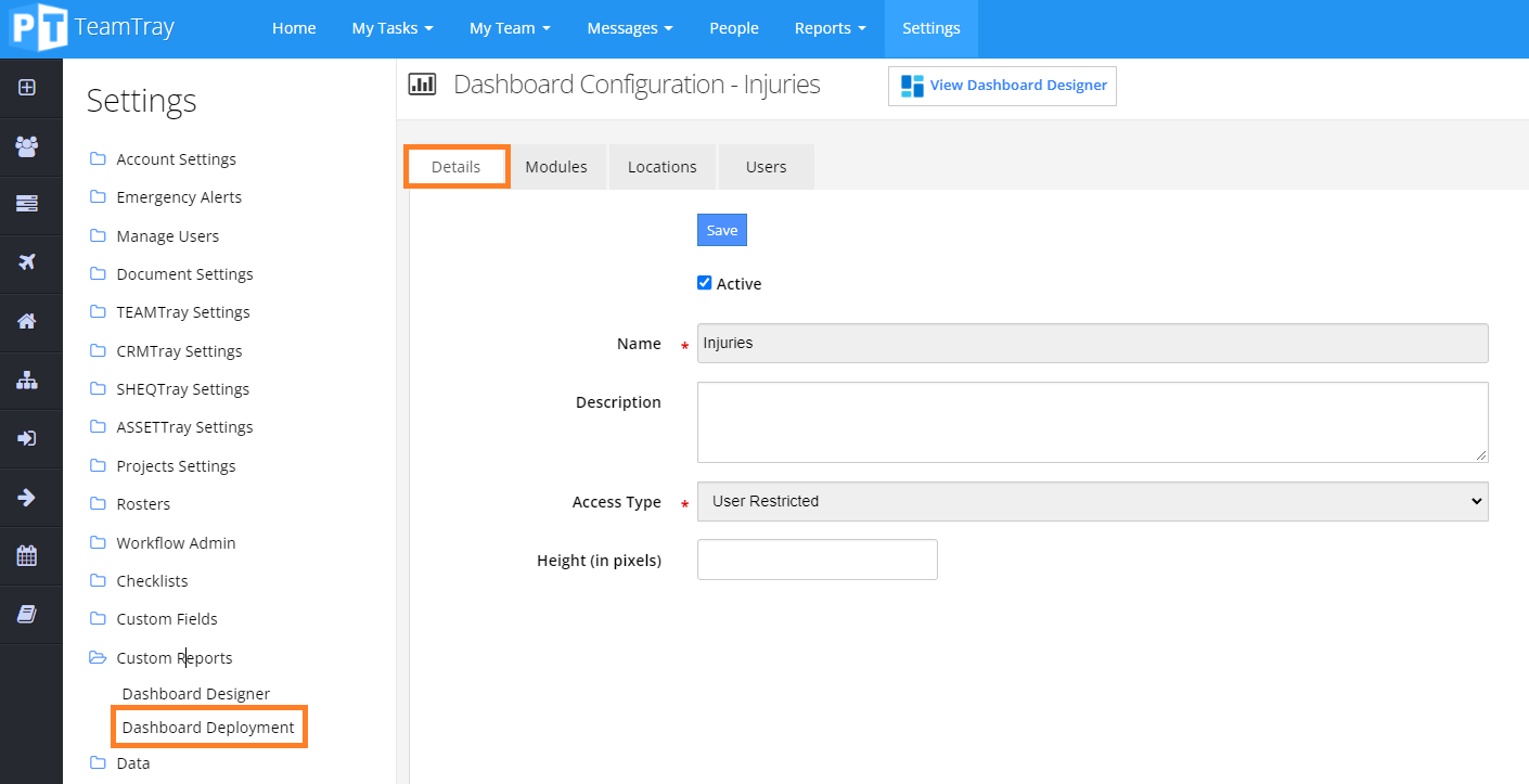 How to deploy a Dashboard – PeopleTray