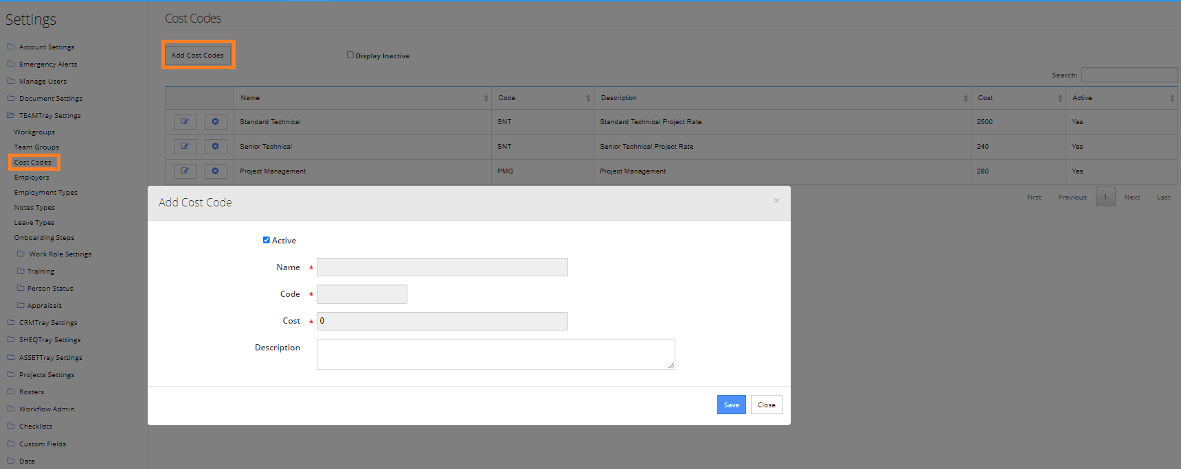 Add a New Cost Code to Your Account – PeopleTray
